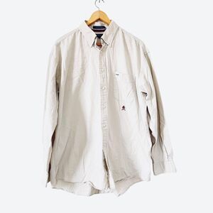 Tommy Hilfiger Beige Lion Crest Logo Long Sleeve‎ Button Down Dress Shirt